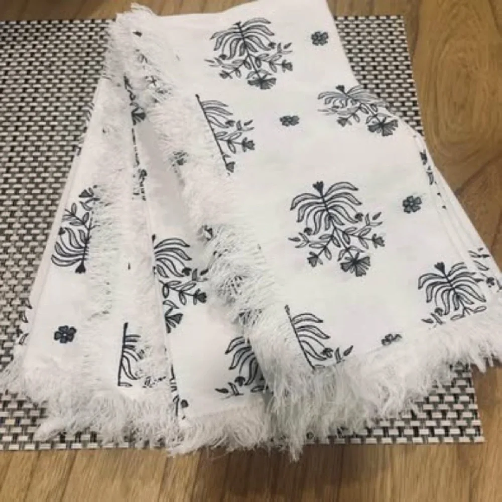 Set of 8 (Studio McGEE Style) Turk Treasures Printed Cloth Napkin NEW